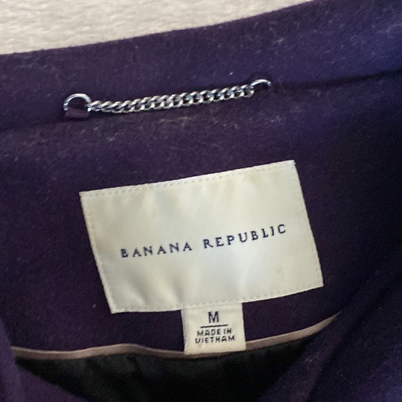 Banana Republic purple wool coat puff sleeves pockets large buttons. - Picture 4 of 8